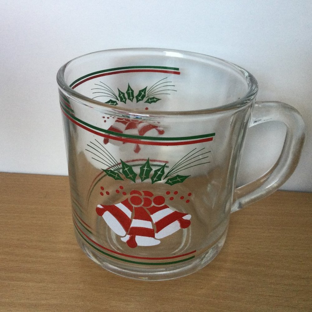 KIG Indonesia glass Christmas mug Santa hat bell